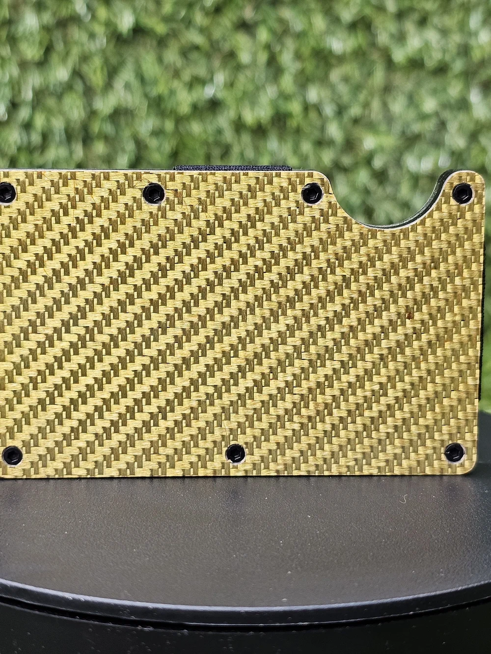 Slim Carbon-Pattern Card Holder Wallet in Yellow